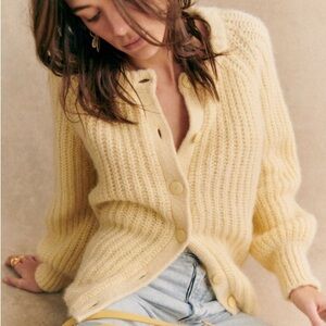 Sezane Emile Cardigan sweater, pastel yellowsize small sold out online NWT